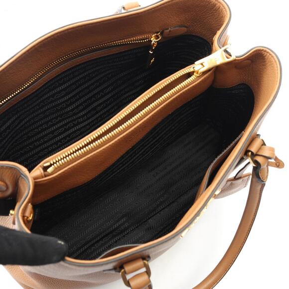 Prada VIT DAINO handbag, leather, women's, brown, - Picture 3 of 5